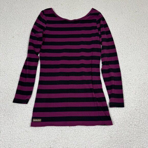 MATILDA JANE Paint By Numbers Tawny Birch Tee Women's M Striped Black Purple - Picture 3 of 5